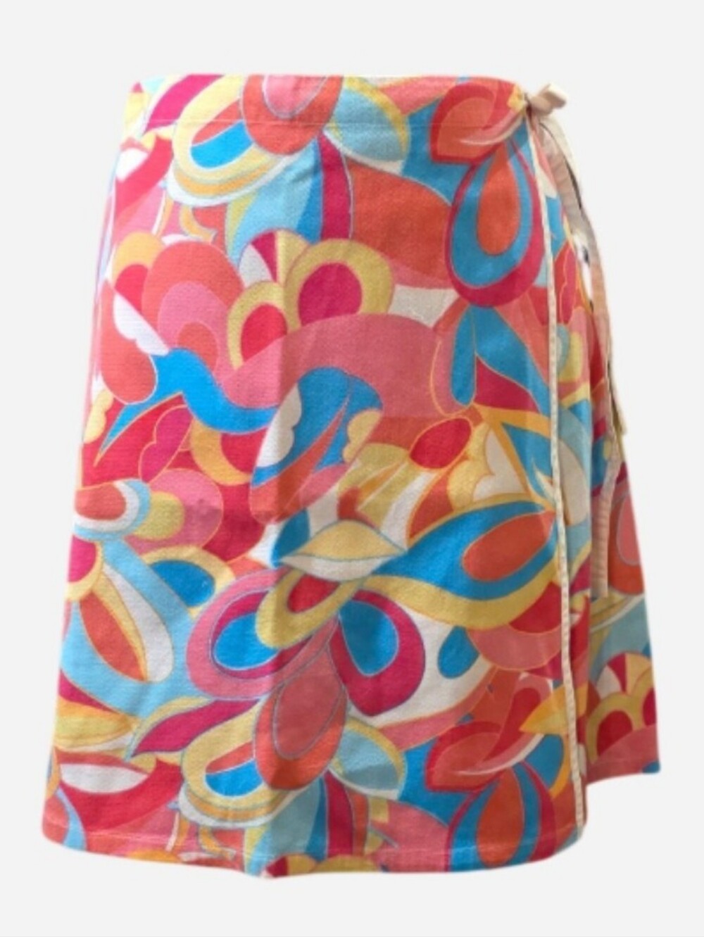 Y2K Vintage Willi Smith Colorful Wrap-Style Mini Skirt. Sz 8. EUC.